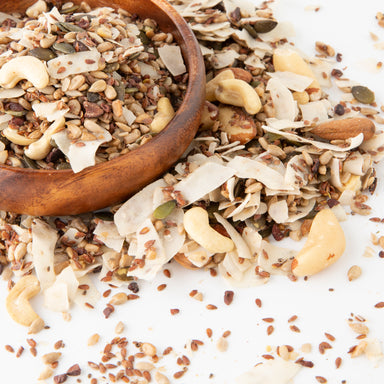 A photo of Organic Paleo Protein Mix (Muesli) in wooden bowl - Naked Foods